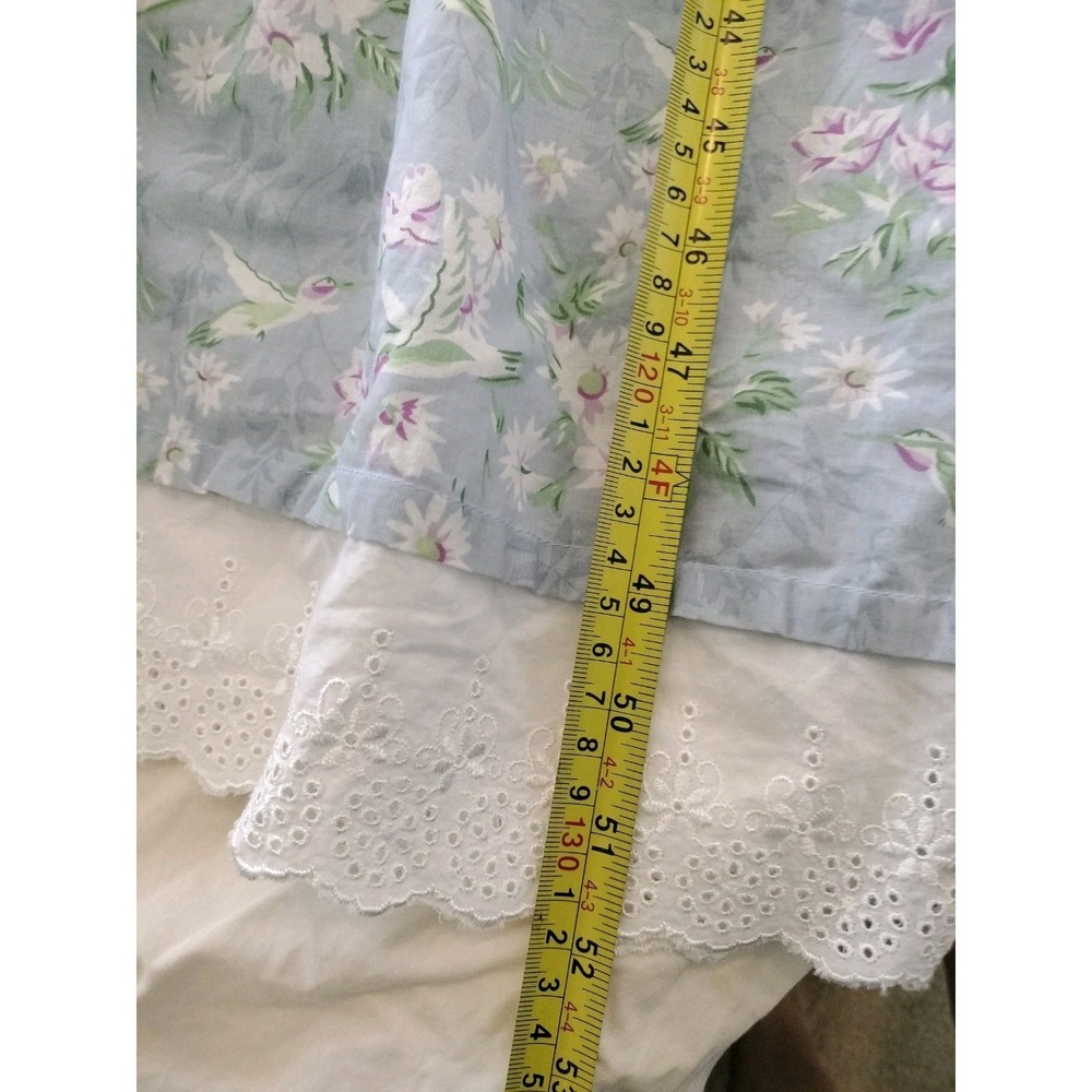 Lanz of Salzburg Robe Gown Set L Blue Hummingbird Floral 100% Cotton Eyelet Trim - Picture 12 of 16